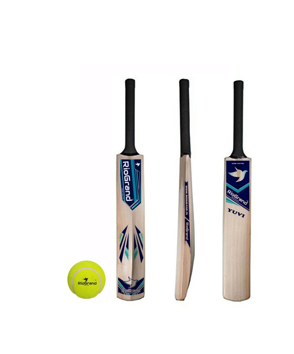 RioGrand Yuvi Wooden Cricket Bat for Soft and Hard Tennis Cricket Ball - Lightweight, Durable, Superior Grip, Perfect for Tennis Cricket Enthusiasts | With soft Tennis Ball