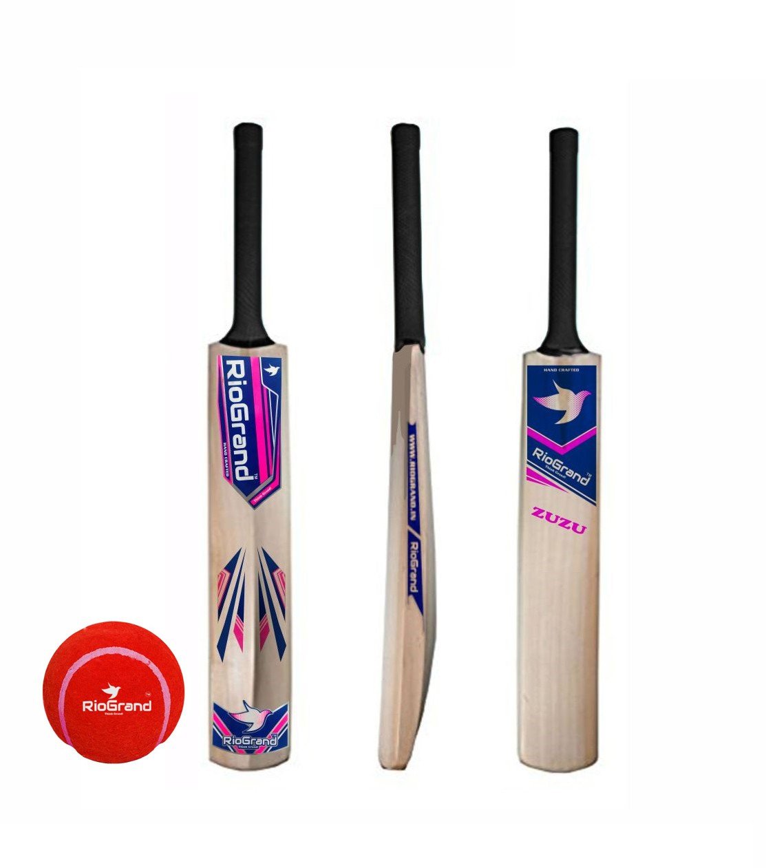 RioGrand ZUZU Wooden Cricket Bat for Kids/Children with Heavy (Hard) Tennis Cricket Ball