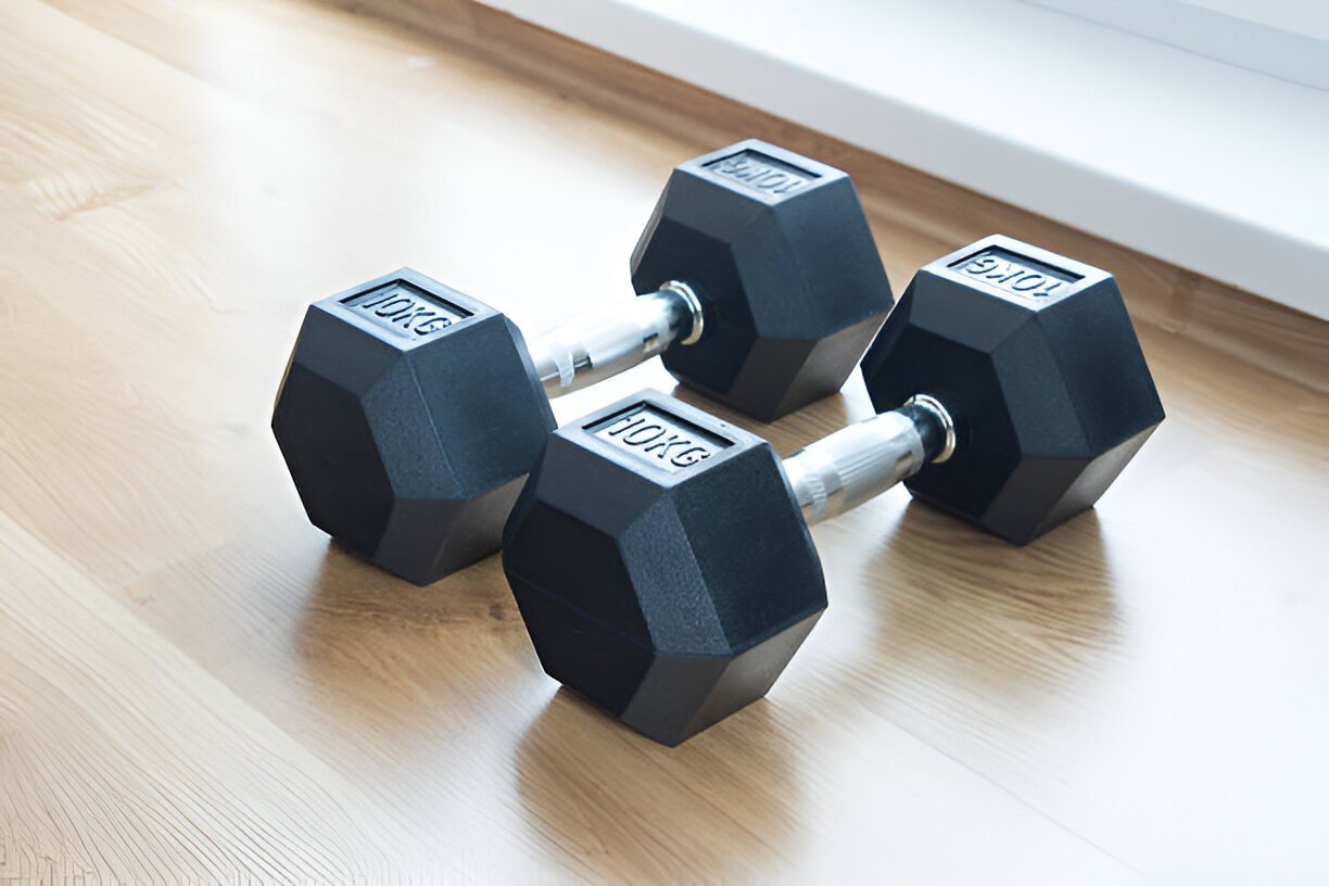 10Kg RioGrand Hex Dumbbell Set - 2pcs x 10kg for Gym & Home Exercise, Fixed Weight Dumbbells (20 kg) - Durable, Non-Slip, Versatile Workout Weights