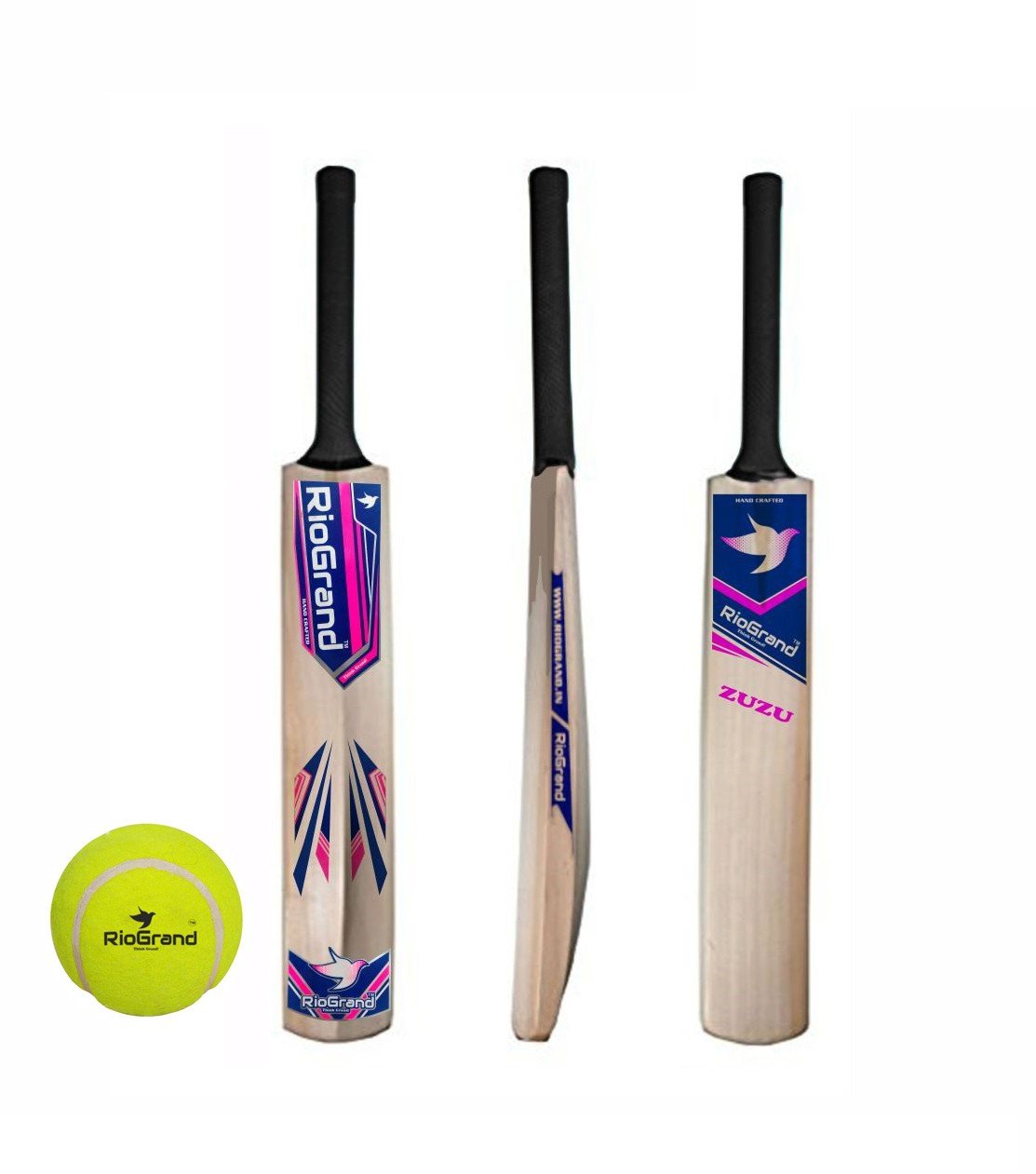 RioGrand ZUZU Wooden Cricket Bat for Soft and Hard Tennis Cricket Ball with Soft Tennis Ball