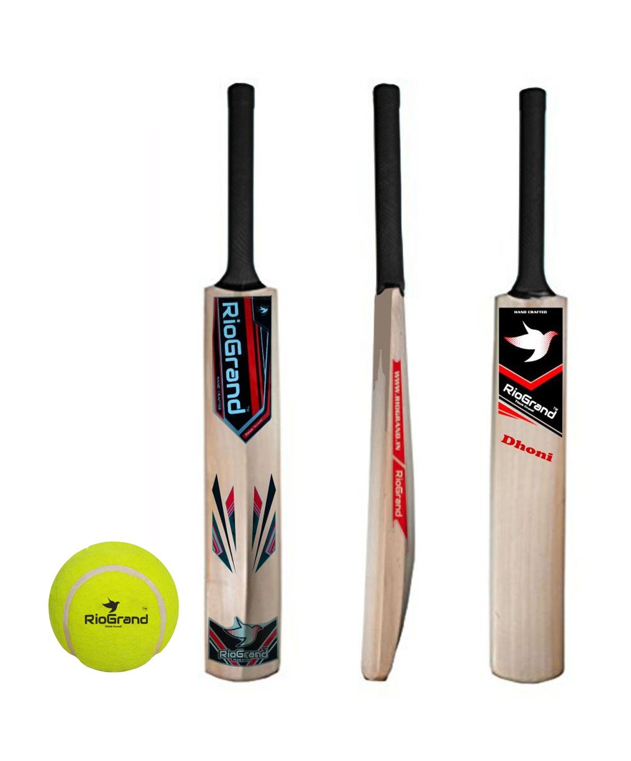 RioGrand DHONI  Popular Willow Wooden Cricket bat With Soft Tennis Ball